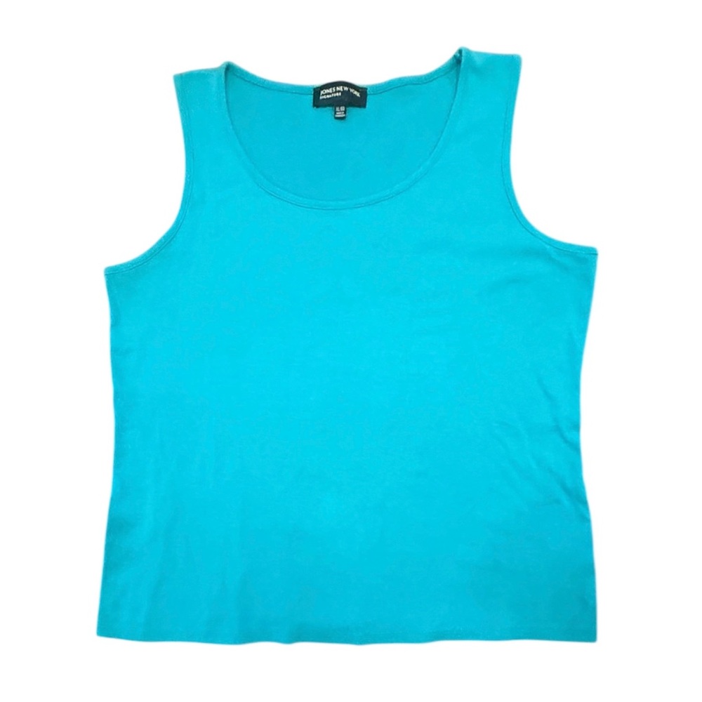 Jones New York Teal Sleeveless 100% Cotton Tank Top Size XL